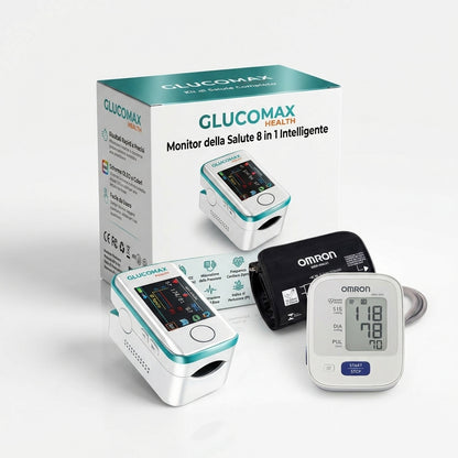 Kit Salute: Glucomax Misuratore Senza Dolore + Gratis Misuratore di Pressione